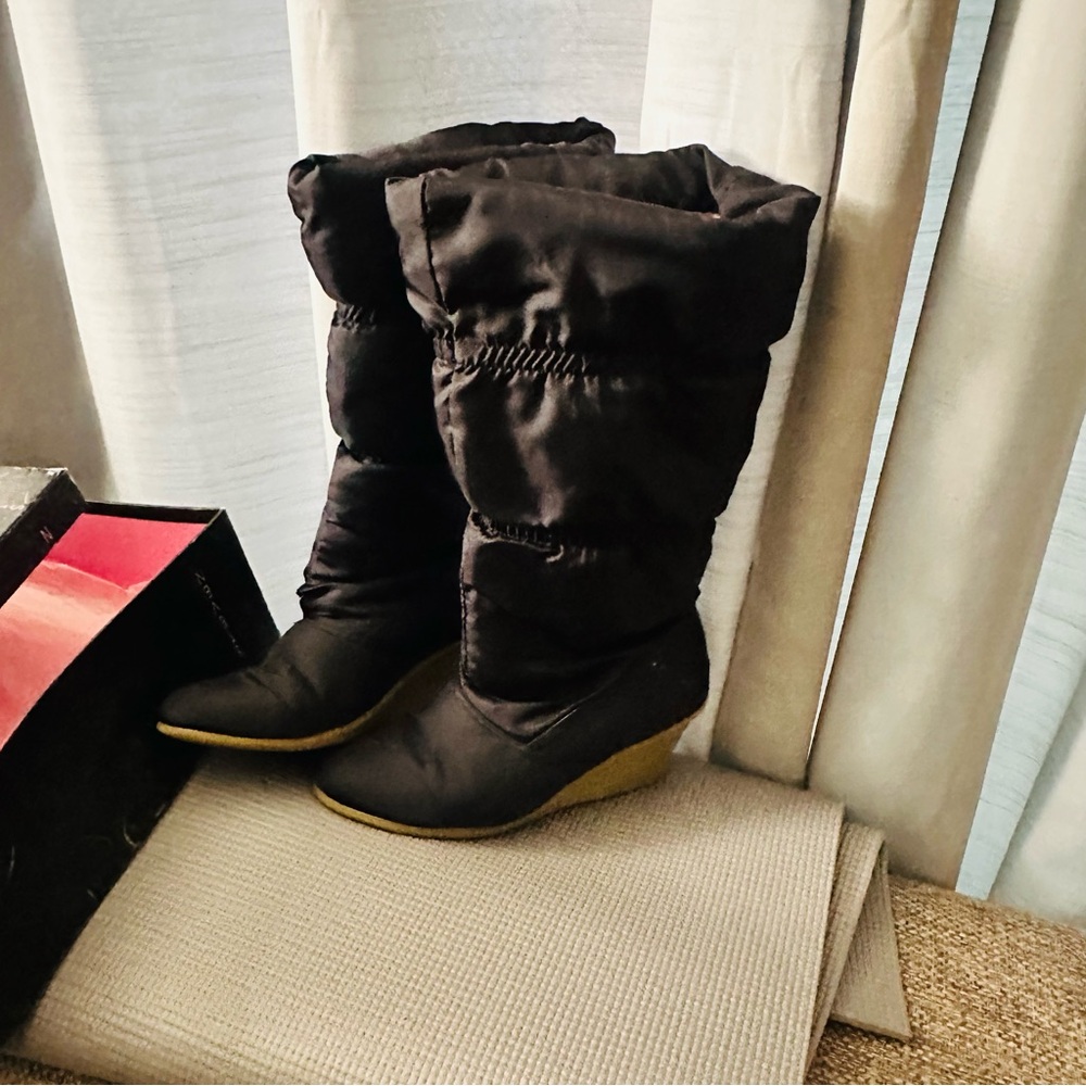 Steven by Steve Madden Black Quilted Wedge Boots